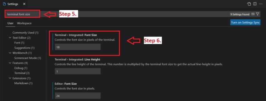 How To Change the VSCode Terminal Font Size